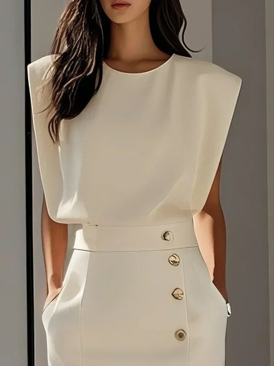 Malene™ | Classic Button-Slit Midi Dress