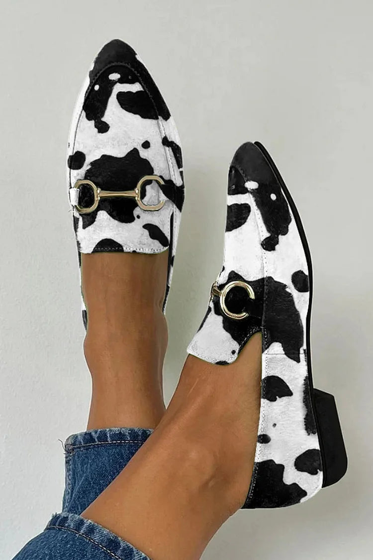 Melody | Cow Print Loafers