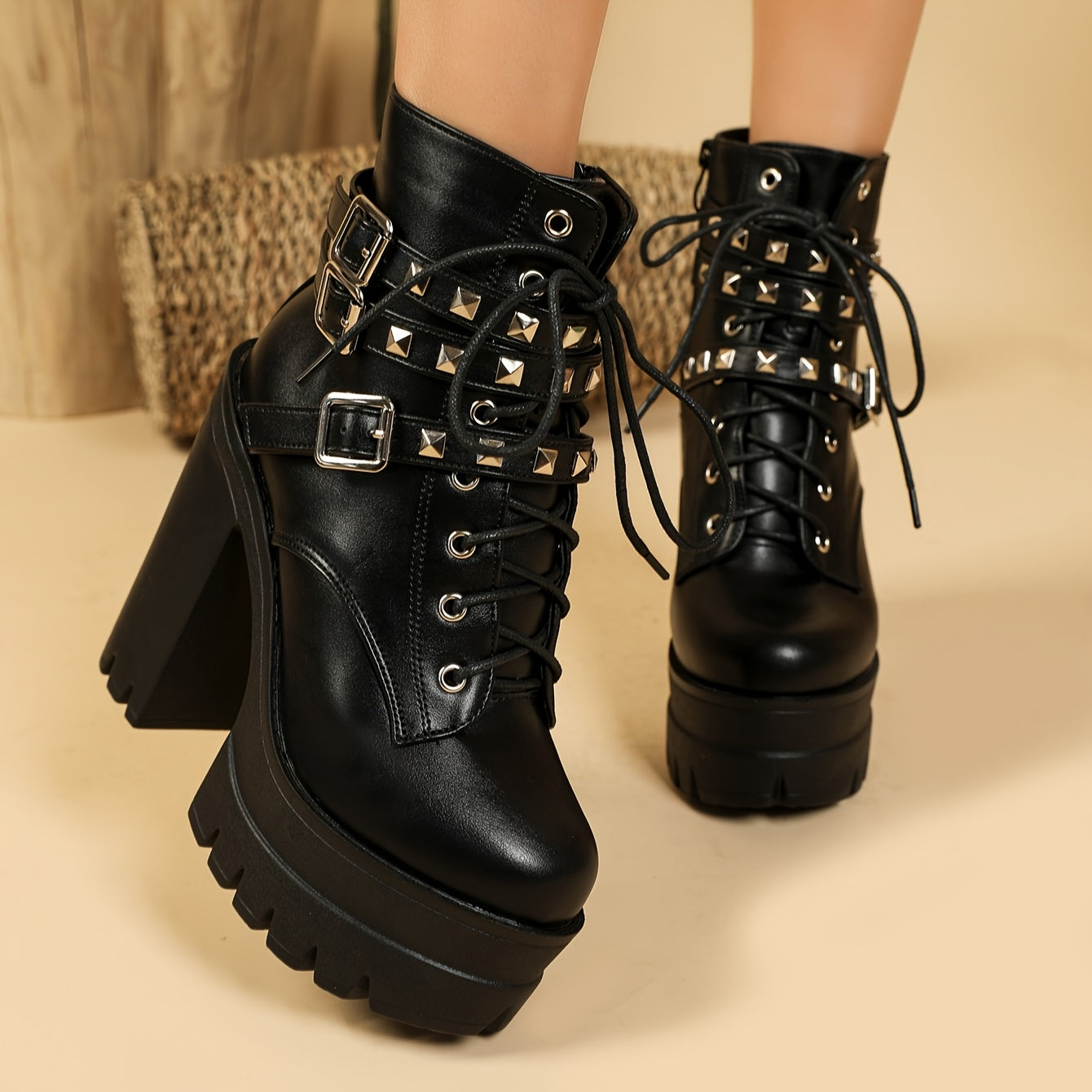 BoldStride™ Punk-Inspired Lace-Up Boots