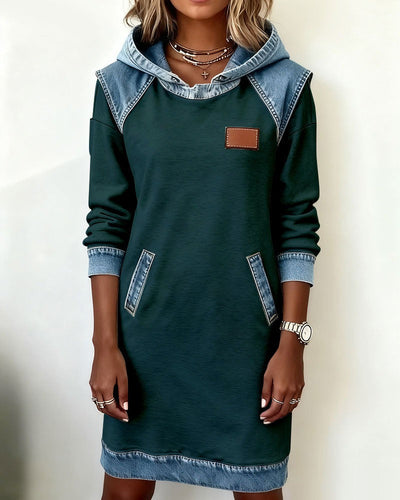 DenimEase™ | Casual Hooded Denim Dress