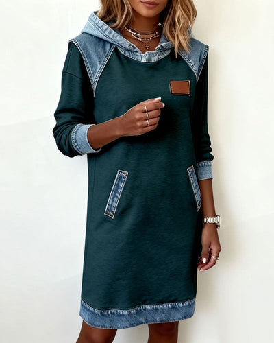 DenimEase™ | Casual Hooded Denim Dress