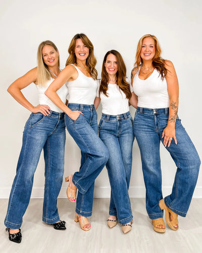 CurveRise™ Double Button Wide-Leg Jeans