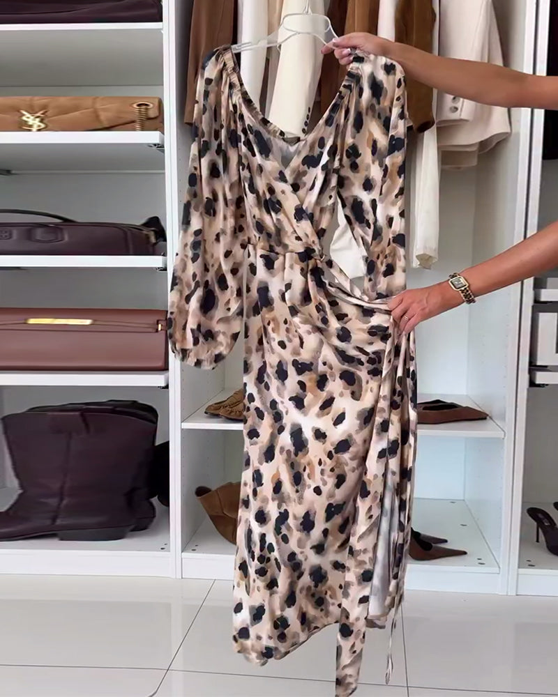 Serenelle™ | Printed V-Neck Elegance Dress