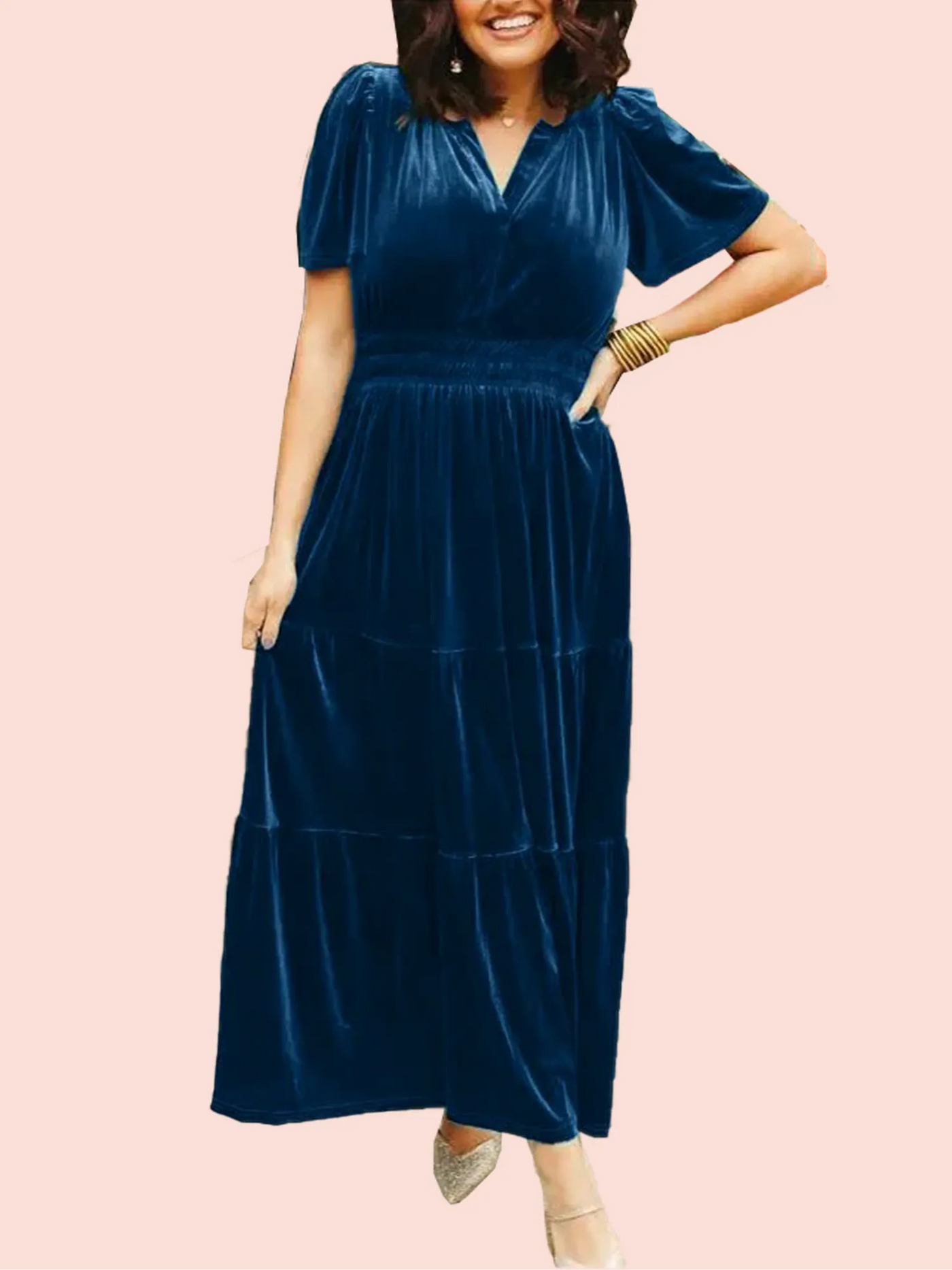 Velvera™ – Women’s Velvet Tiered Maxi Dress