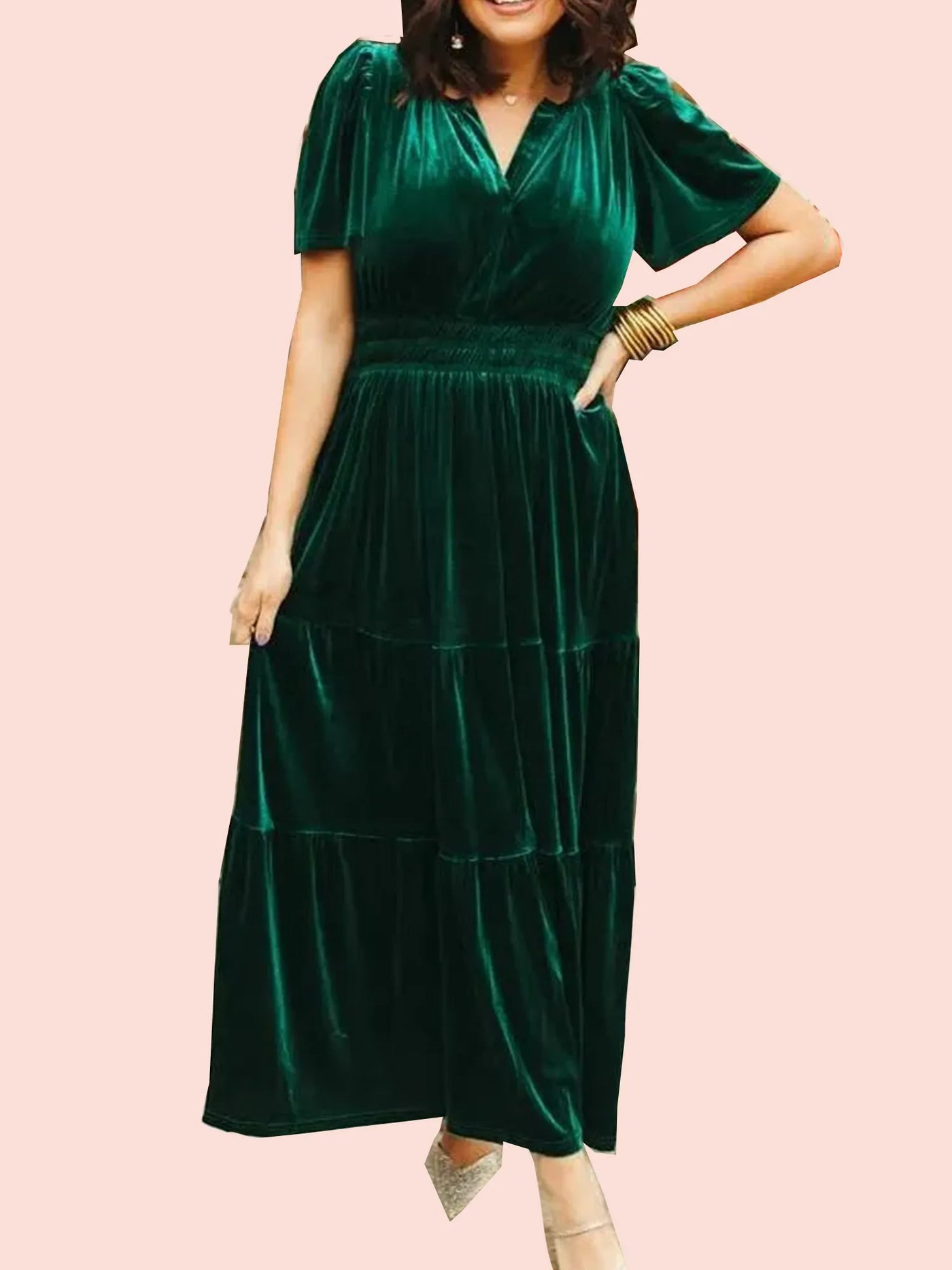 Velvera™ – Women’s Velvet Tiered Maxi Dress