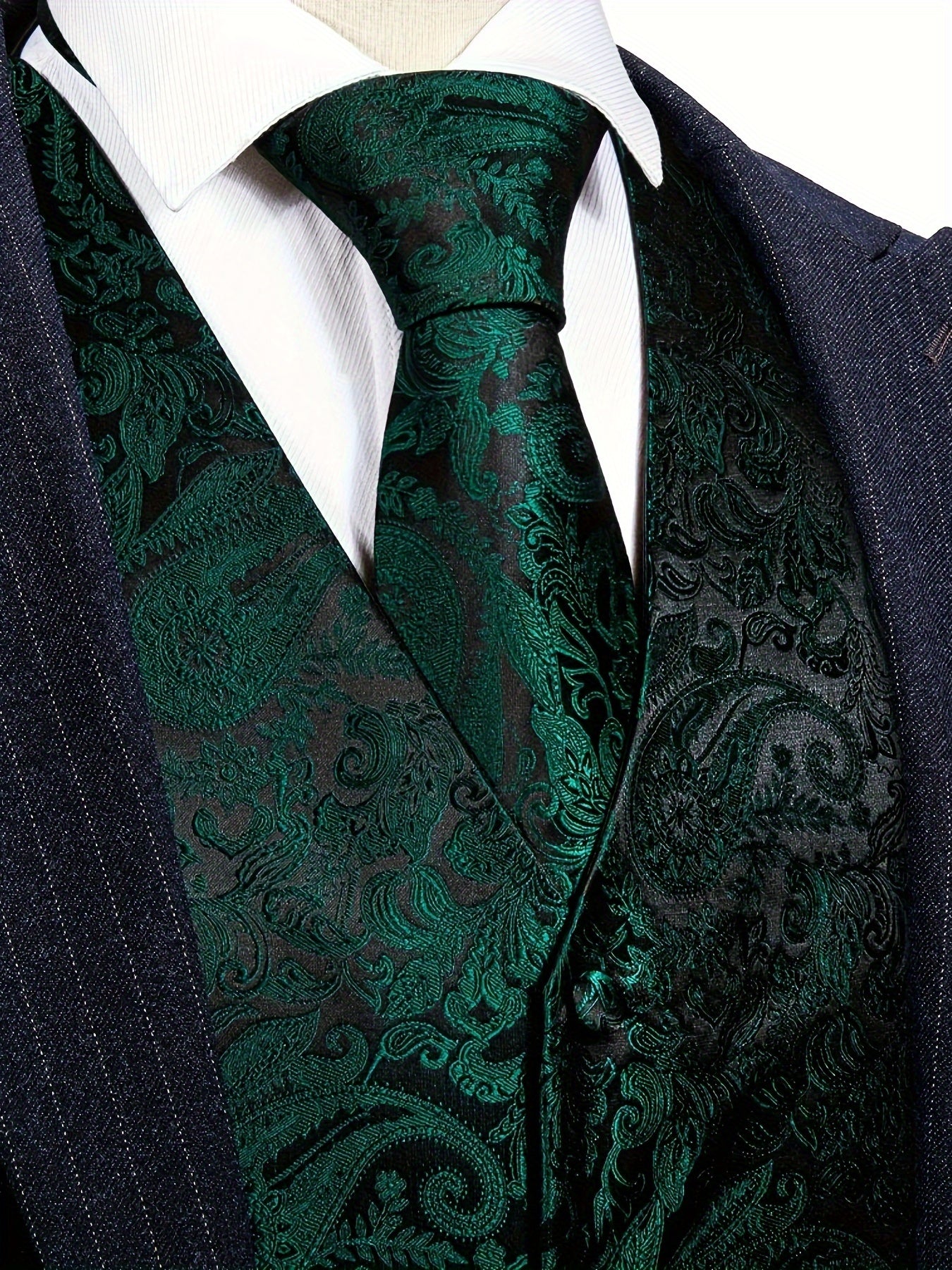 RegalGold™ Plus-Size Jacquard Vest & Tie 5-Piece Set