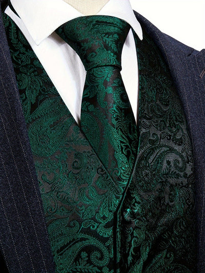 RegalGold™ Plus-Size Jacquard Vest & Tie 5-Piece Set