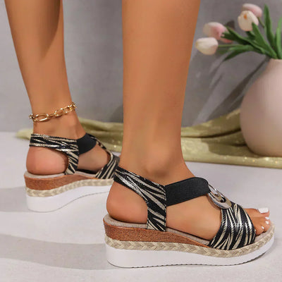 Mavis - Snake Print Platform Orthopedic Sandals