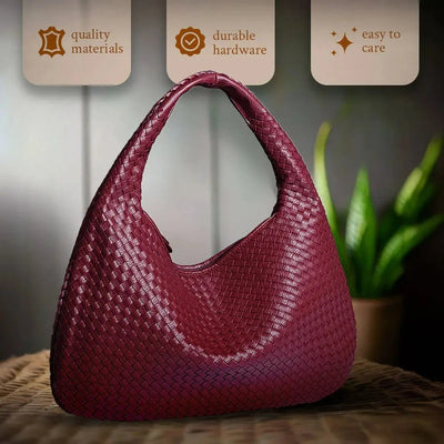 Tessa - Elegant PU Leather Woven Tote Bag