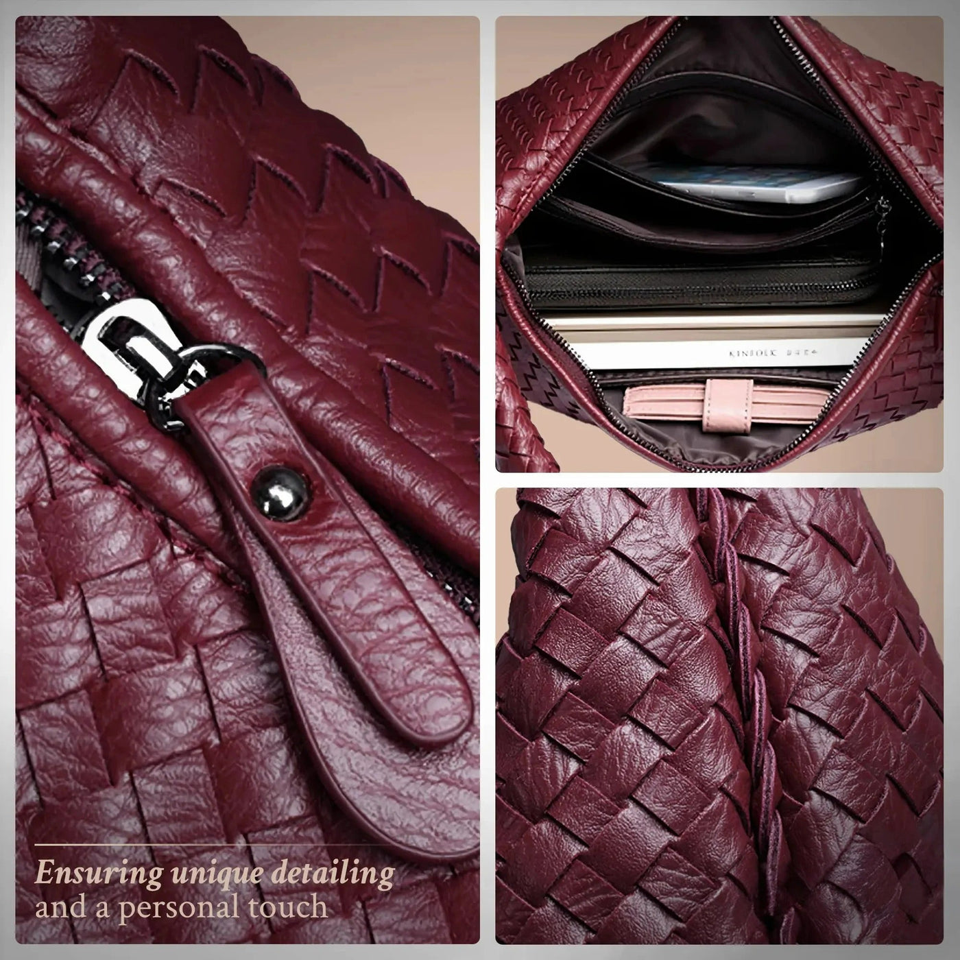 Tessa - Elegant PU Leather Woven Tote Bag