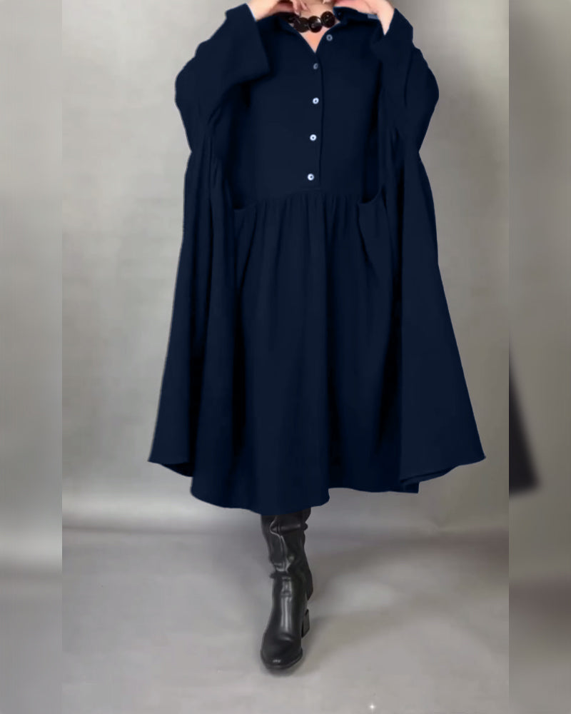Marvella™ | Oversized A-Line Dress with Button Collar