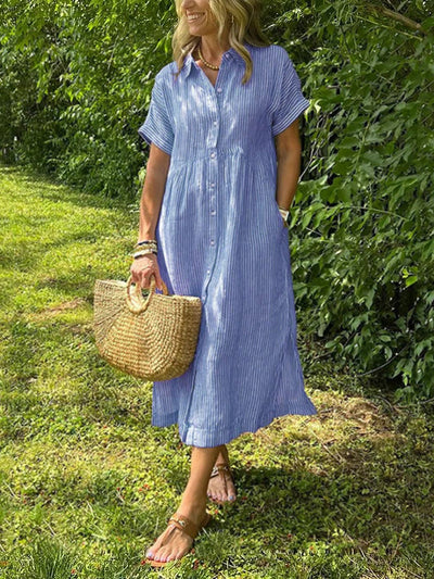 LineaChic™ Striped Shirt Dress