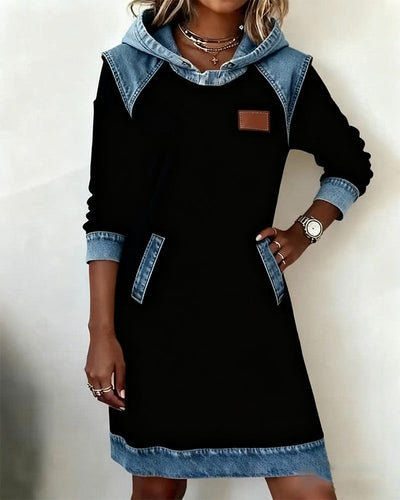 DenimEase™ | Casual Hooded Denim Dress