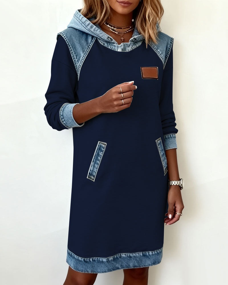 DenimEase™ | Casual Hooded Denim Dress
