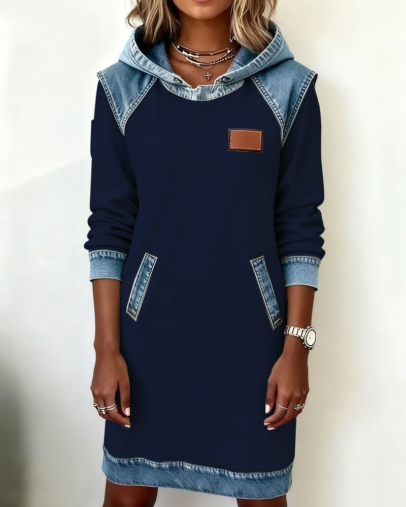DenimEase™ | Casual Hooded Denim Dress