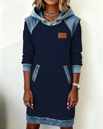 DenimEase™ | Casual Hooded Denim Dress