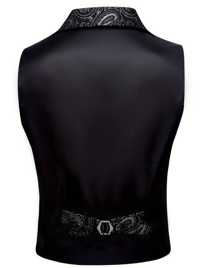 VictorianElegance™ Green Satin Jacquard Waistcoat