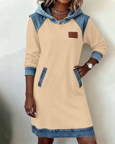 DenimEase™ | Casual Hooded Denim Dress