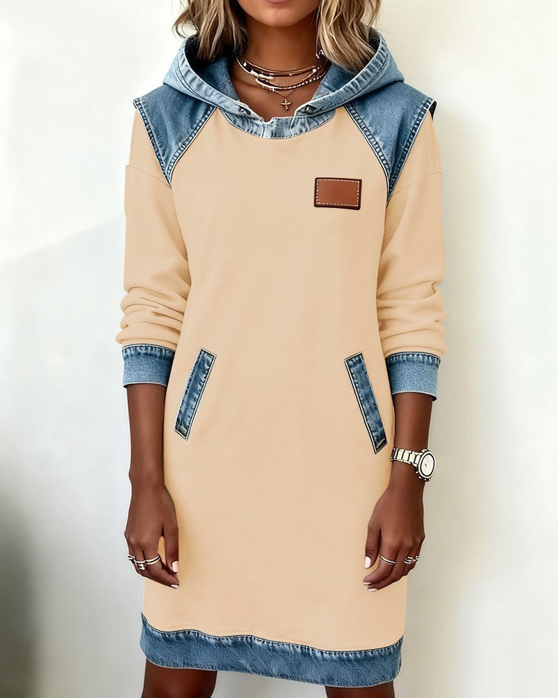 DenimEase™ | Casual Hooded Denim Dress