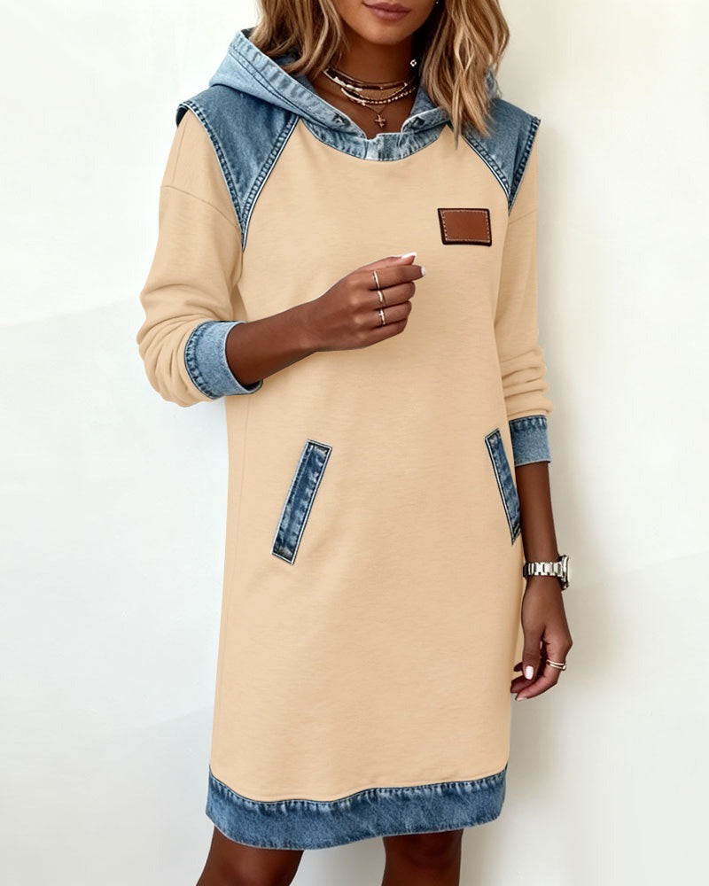 DenimEase™ | Casual Hooded Denim Dress
