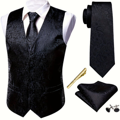 RegalGold™ Plus-Size Jacquard Vest & Tie 5-Piece Set