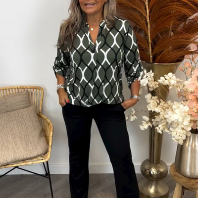 Bella | GEOMETRIC LONG SLEEVE BLOUSE FOR ELEGANT EVERYDAY STYLE