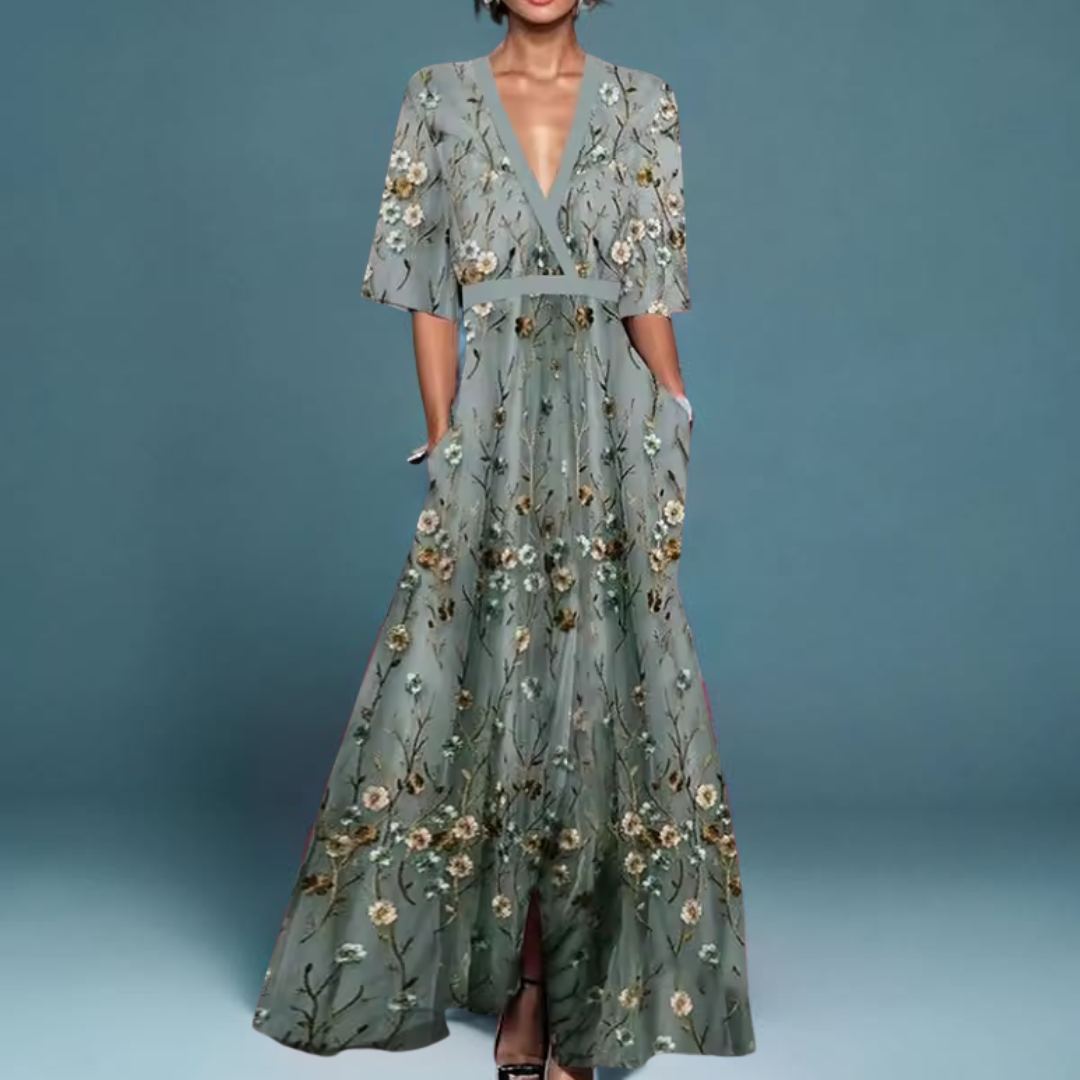 Mandy - Elegant Floral Wrap Dress