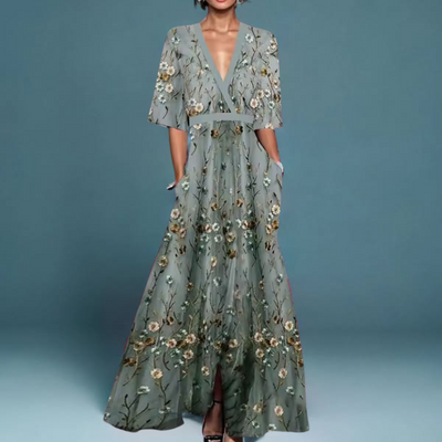 Mandy - Elegant Floral Wrap Dress