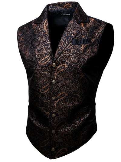 VictorianElegance™ Green Satin Jacquard Waistcoat