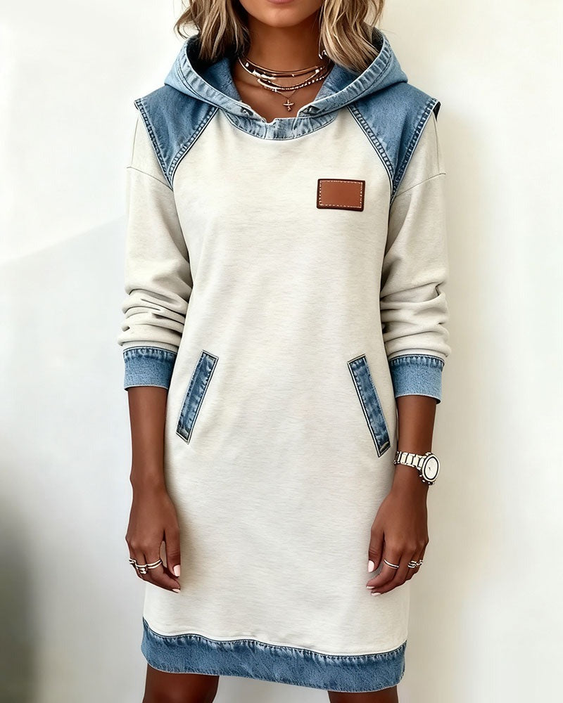 DenimEase™ | Casual Hooded Denim Dress