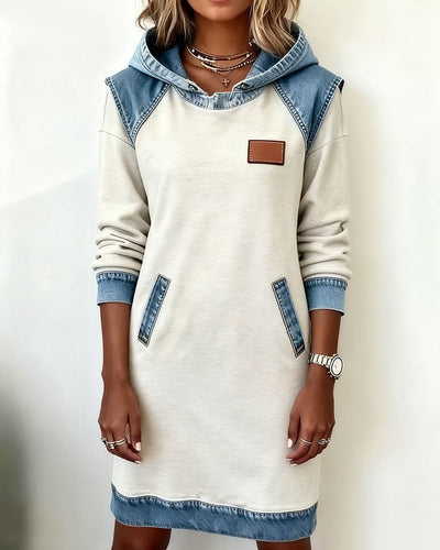 DenimEase™ | Casual Hooded Denim Dress