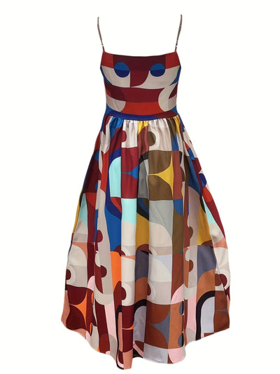 BohoCharm™ Retro Geometric Spaghetti Strap Dress