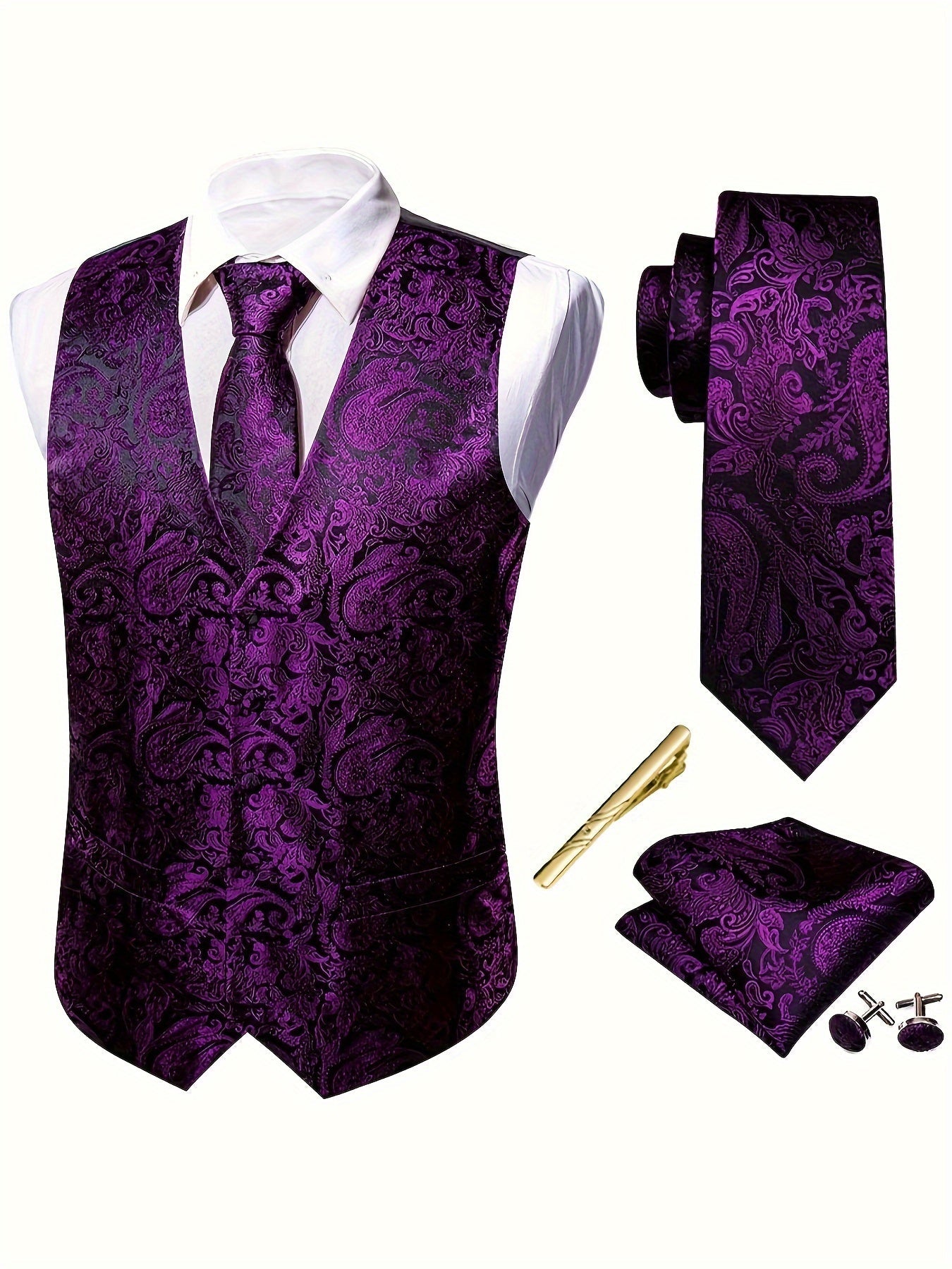 Regalia™ Purple Paisley Jacquard Vest Set