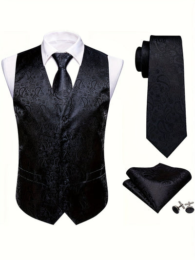 RegalGold™ Plus-Size Jacquard Vest & Tie 5-Piece Set