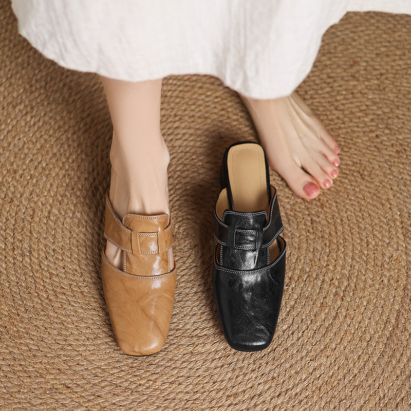 IvoraLuxe™ – Genuine Leather Mules