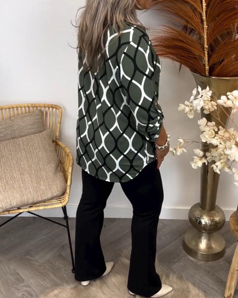 Bella | GEOMETRIC LONG SLEEVE BLOUSE FOR ELEGANT EVERYDAY STYLE