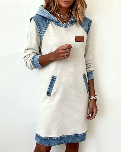 DenimEase™ | Casual Hooded Denim Dress