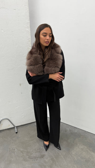 Velmora™ | Luxe Belted Coat with Faux Fur Collar