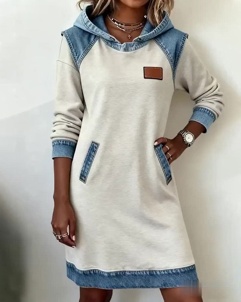 DenimEase™ | Casual Hooded Denim Dress