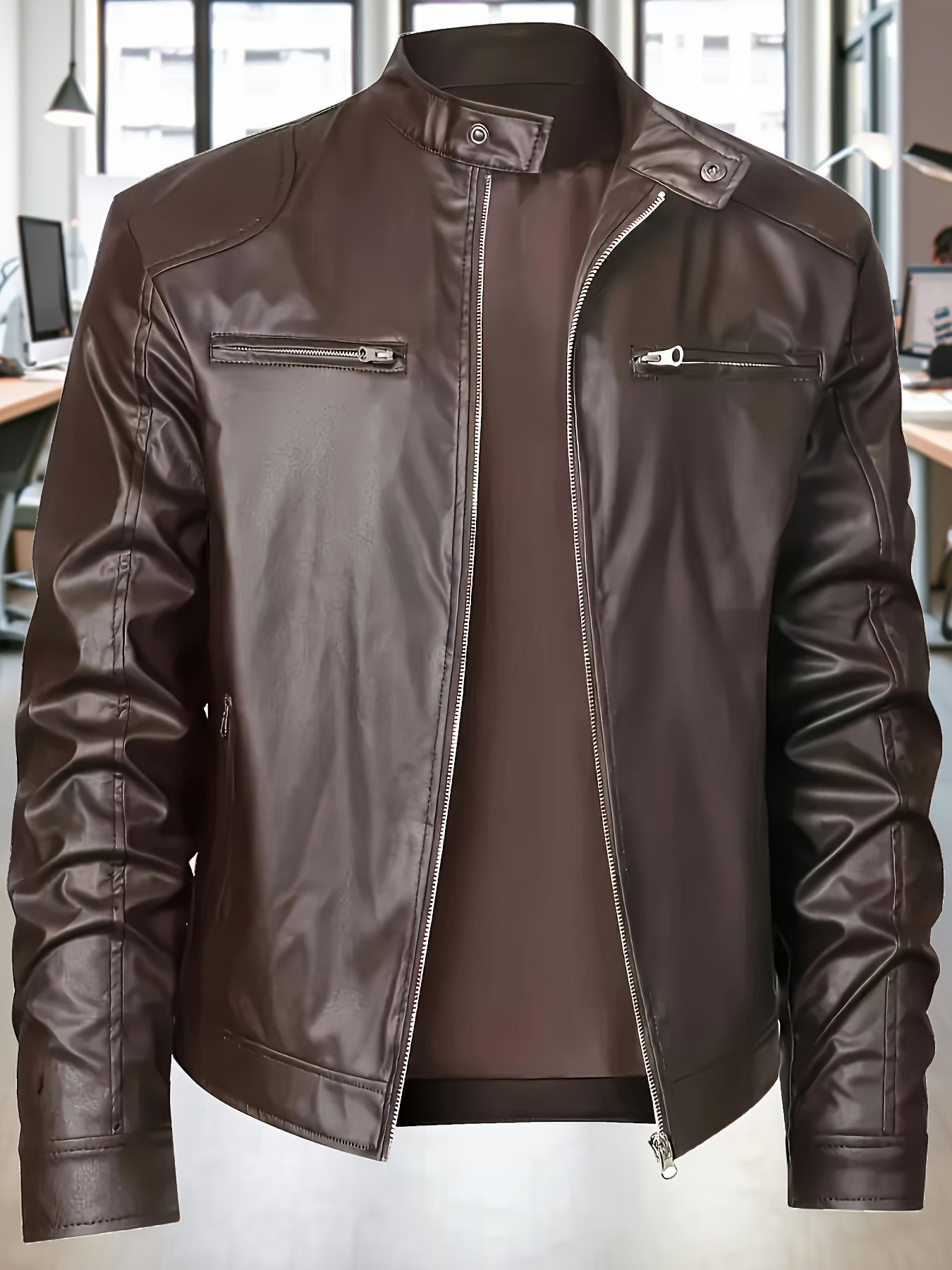 RetroEdge™ Men’s Stand Collar Bomber Jacket