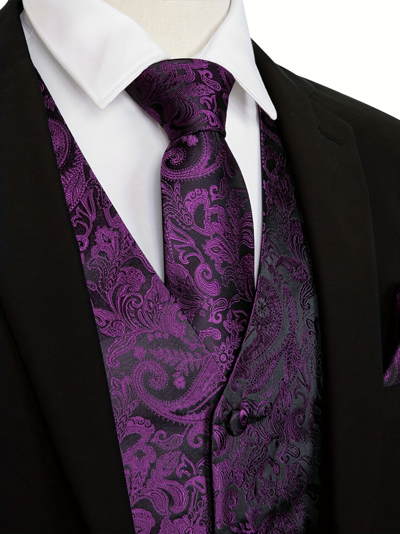 Regalia™ Purple Paisley Jacquard Vest Set