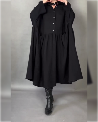 Marvella™ | Oversized A-Line Dress with Button Collar