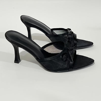 LuxeBow™ Women’s Mesh Open-Toe High Heels