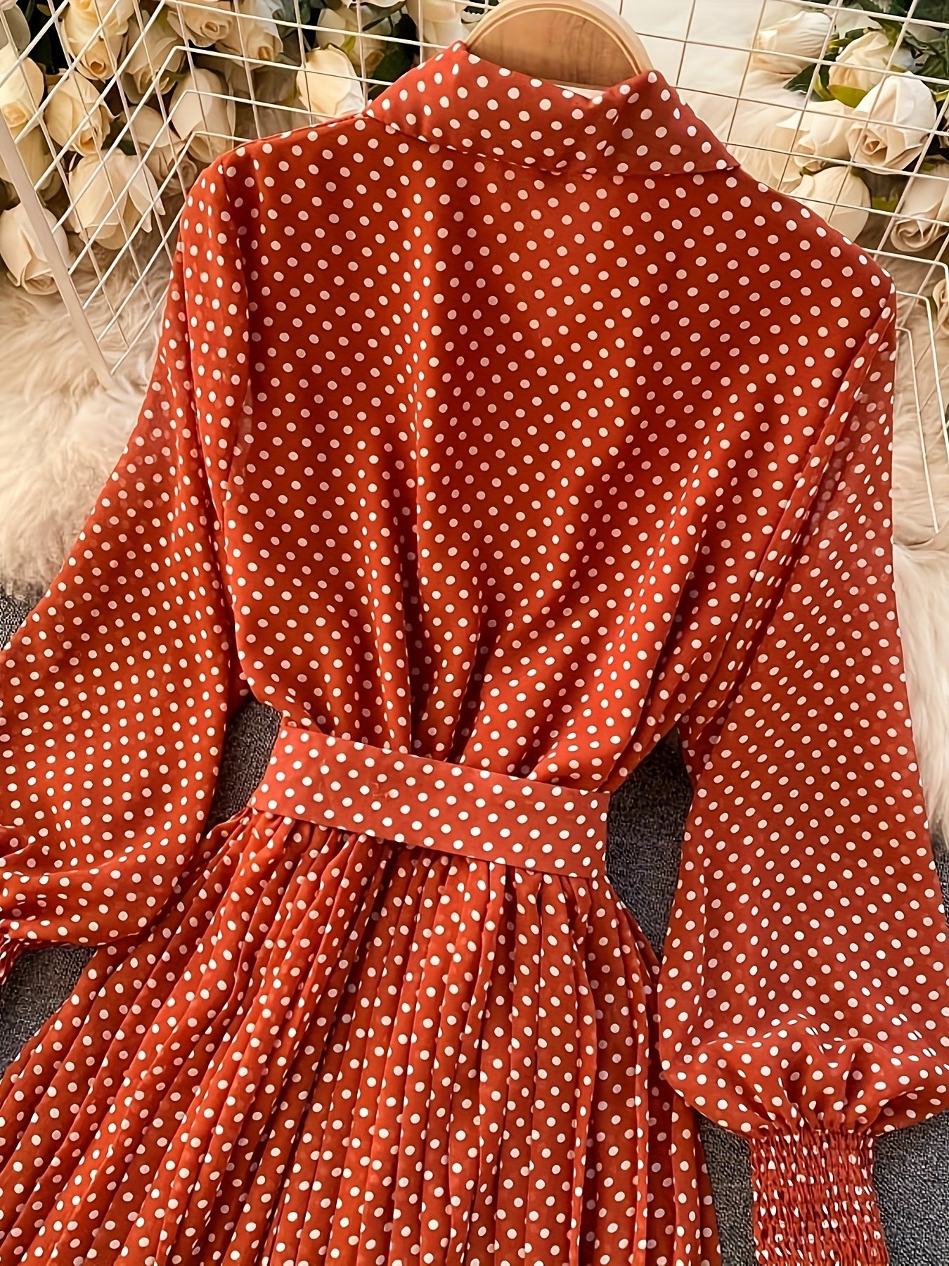 PolkaGrace™ Burgundy Maxi Dress