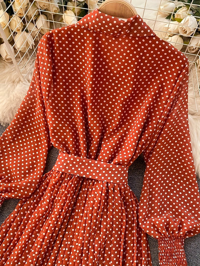 PolkaGrace™ Burgundy Maxi Dress