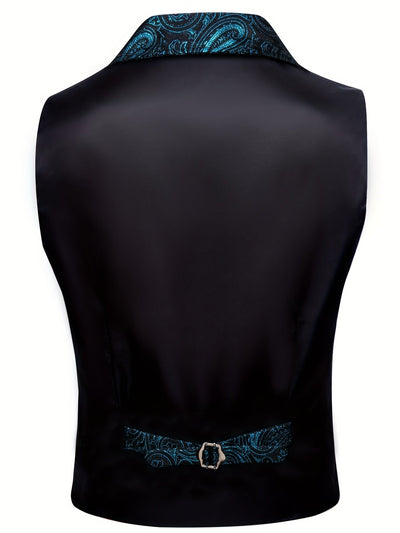 VictorianElegance™ Green Satin Jacquard Waistcoat