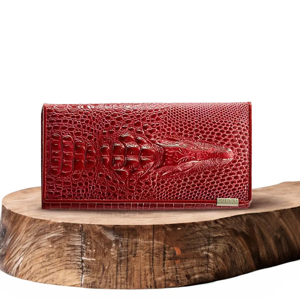 Caroline - Luxury Crocodile-Embossed Leather Wallet for Women