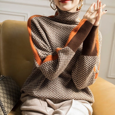 Clémence™ | Striped Contrast Turtleneck Sweater