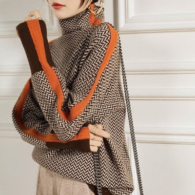 Clémence™ | Striped Contrast Turtleneck Sweater