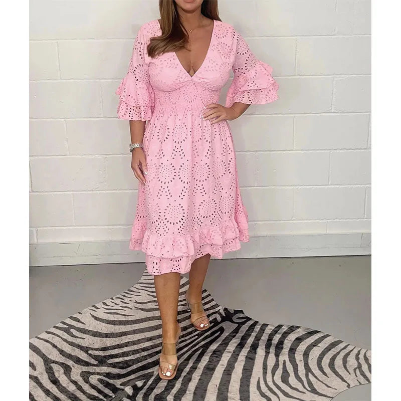 Seraphina™ | Embroidered V-Neck Maxi Dress